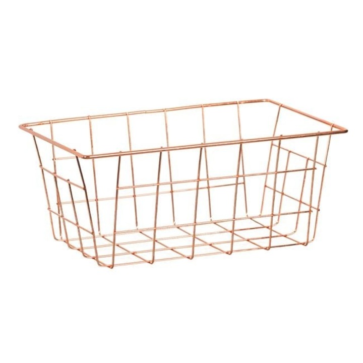 Cos de depozitare Antbro® metalic cu deschideri mari de culoare roz/aurie, 25x16x11 cm