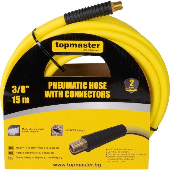 Furtun pneumatic 3/8", 15m, cu conectori TMP TOPMASTER
