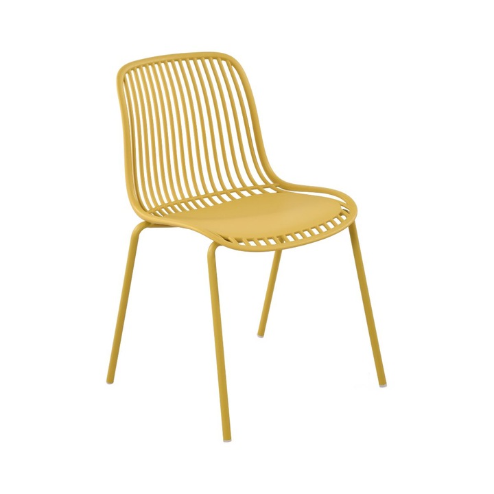 Scaun de living galben din polipropilena si metal Klara, 54 x 46.5 x 83 cm
