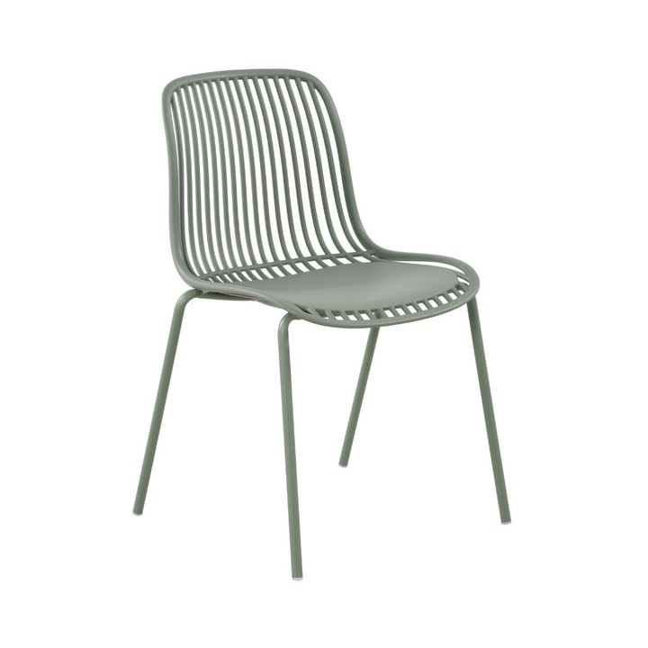Scaun de living verde din polipropilena si metal Klara, 54 x 46.5 x 83 cm