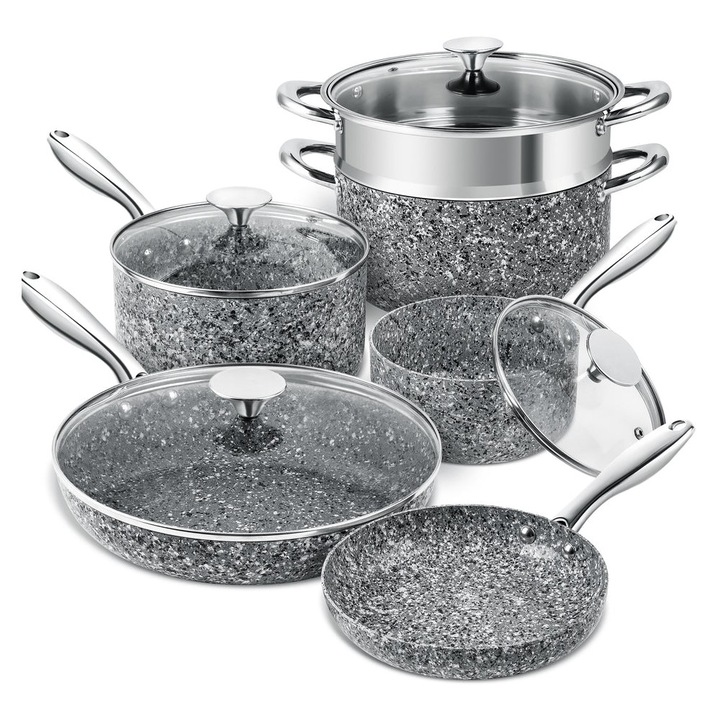 Set oale Michelangelo Grey, antiaderente, cu inductie, 10 piese