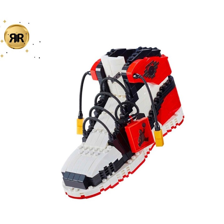 Blocuri de constructie 2 in 1 «RIR», Adidas si suport de pixuri pentru birou, 474 piese, rosu/alb