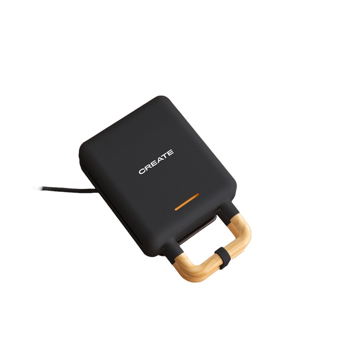 Aparat de vafe/gofre 2in1 CREATE, Stone Studio, 2 seturi placi antiaderente, indicator luminos, termostat, protectie supraincalzire, baza antiderapanta, usor de curatat, negru