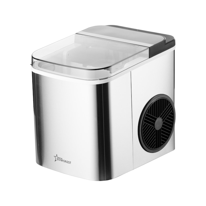 Ледогенератор STARCREST SIM-1201IX, Капацитет 12Kg/24h, Два размера за кубчета, Резервоар за вода 1.3 l, Неръждаема стомана