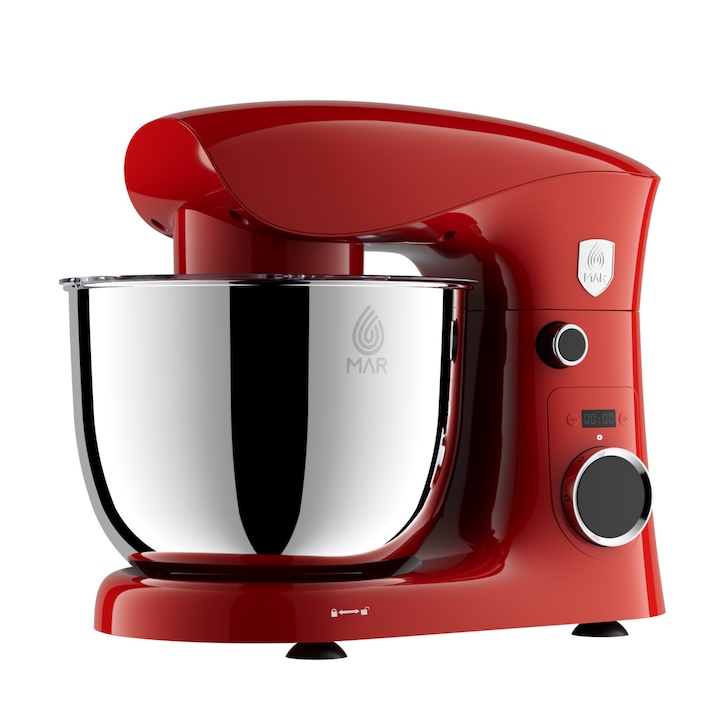 Планетарен миксер MAR MR-1001R, 10 скорости, 5.0L купа, 1500W, Червен