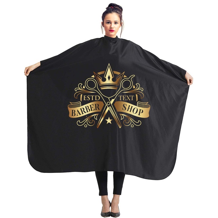 Pelerina tuns si frizerie, Manta pentru coafor, inchidere metalica, 140х110 см, Foarfece de Aur