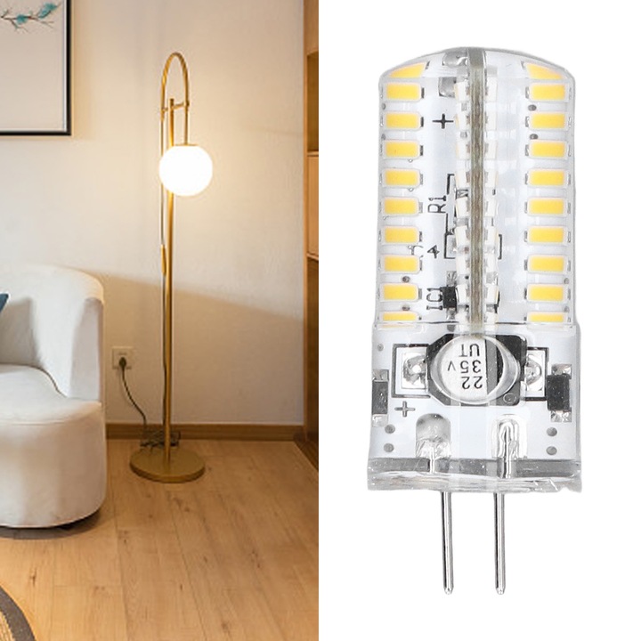 G4 LED izzók, hosszúkás, 6 darabos szett, 5W, 360 fok, 4,2x1,6cm, meleg fehér 2700-3000K