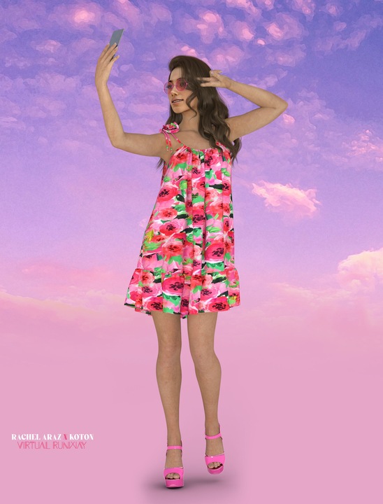 KOTON, Rochie lejera cu imprimeu, Roz, S