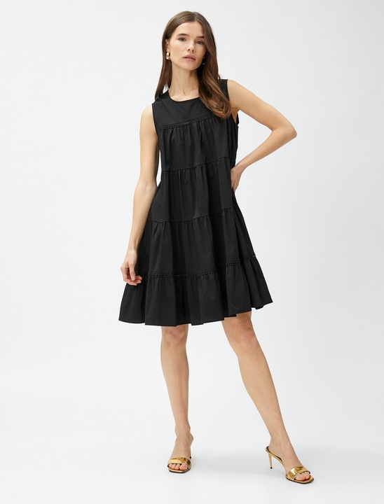 KOTON, Rochie uni stratificata, fara maneci, Negru, XS