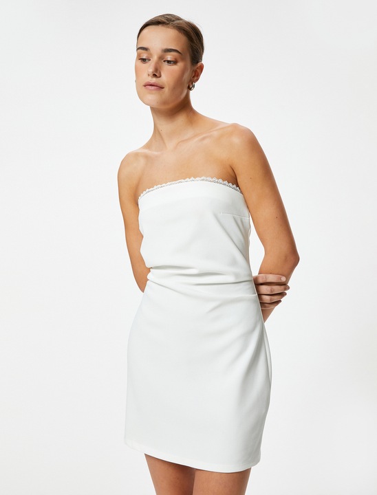 KOTON, Rochie scurta, fara bretele, Alb, M