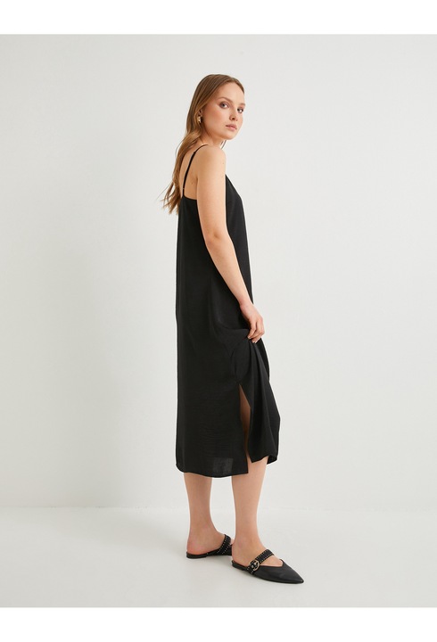 KOTON, Rochie midi cu slituri laterale, Negru