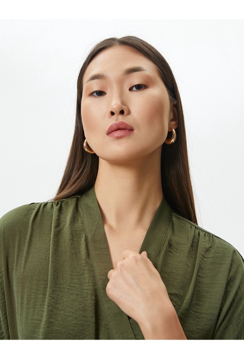 KOTON, Rochie midi cu decolteu in V, Kaki, M