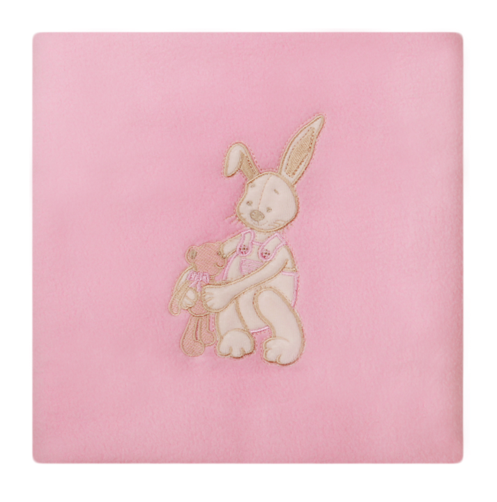 Babatakaró polár polár hímzéssel 90 x 80 cm, sötét rózsaszín