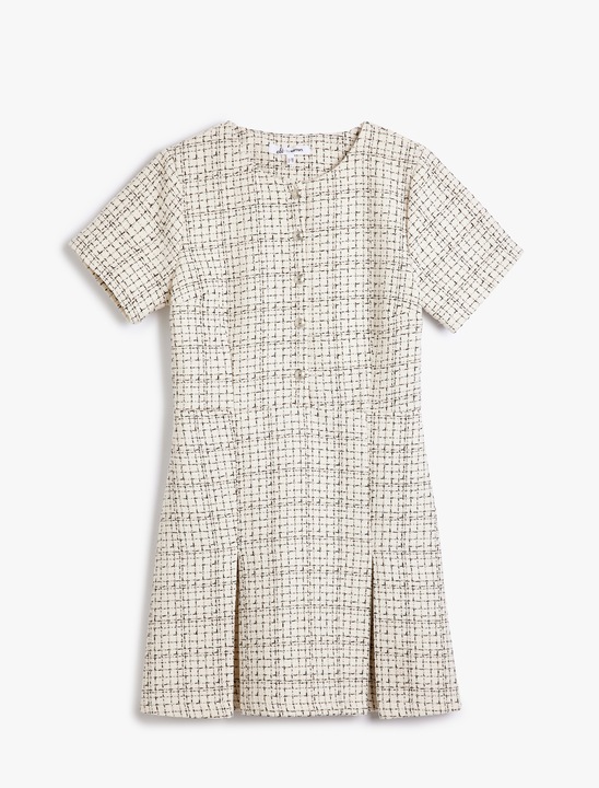 KOTON, Rochie mini din tuid cu maneci scurte, Alb