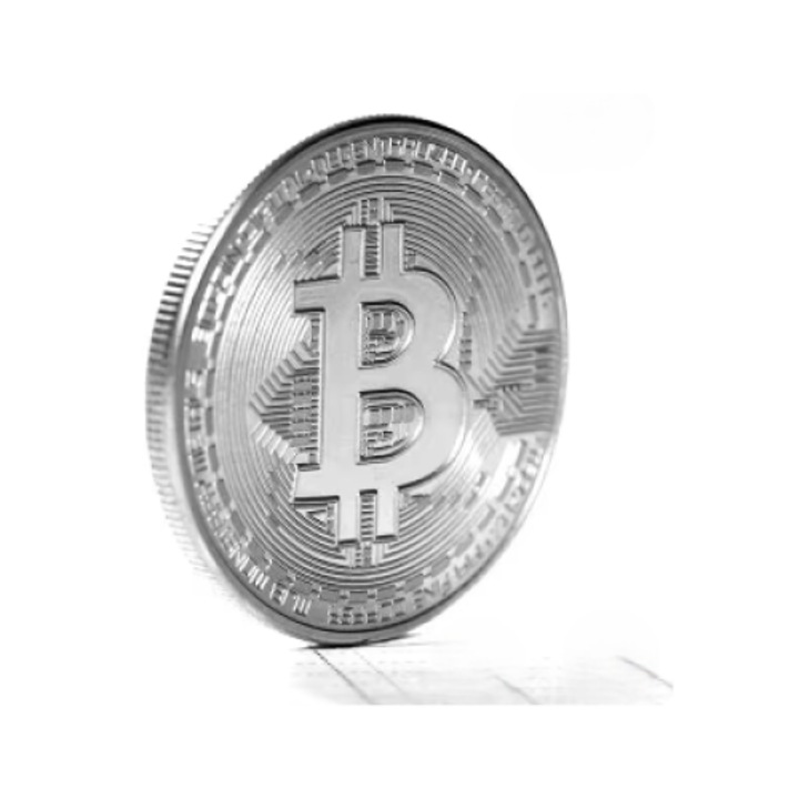 Монета Биткойн сребрист метал