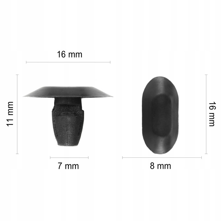 Rögzítő bilincs, Ajtótömítés, Kiváló minőségű, Pótalkatrész, Magasság 10, Szélesség 16, Furat átmérője 5