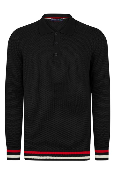 Felix Hardy, Pulover polo cu accente in dungi, Rosu/Negru/Alb optic