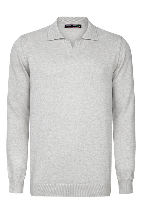 Felix Hardy, Pulover polo de bumbac cu model uni, Gri deschis melange
