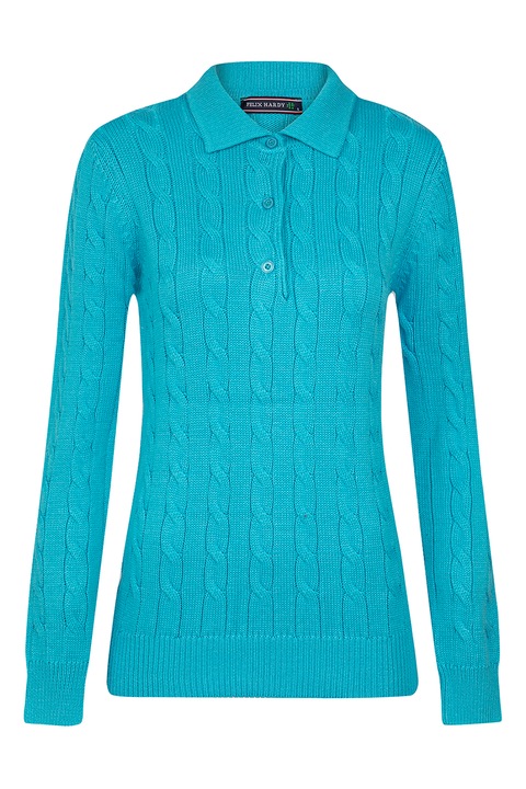 Felix Hardy, Pulover polo cu model torsade, Turcoaz