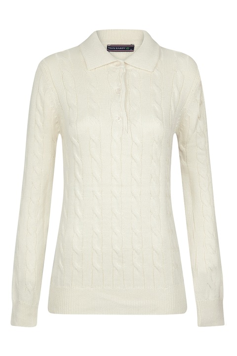 Felix Hardy, Pulover polo cu model torsade, Alb murdar