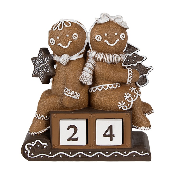 Adventi naptár polyresin barna fehér Sweet Cake 11x4x13 cm