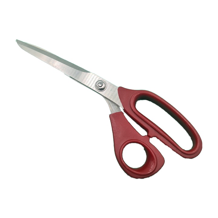 Foarfeca Profesionala de Tuns, Din Otel, Maner Curbat, 23.5 cm, Rosie, Dalimag
