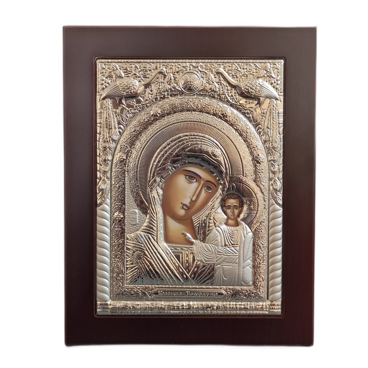 Ezüst ikon Istenanya gyermekével 31,5 x 24,5 cm