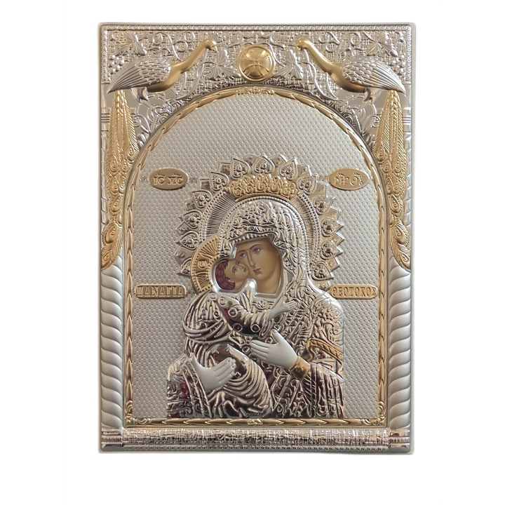 Ezüst ikon Istenanya a Gyermekkel 35 x 25 cm