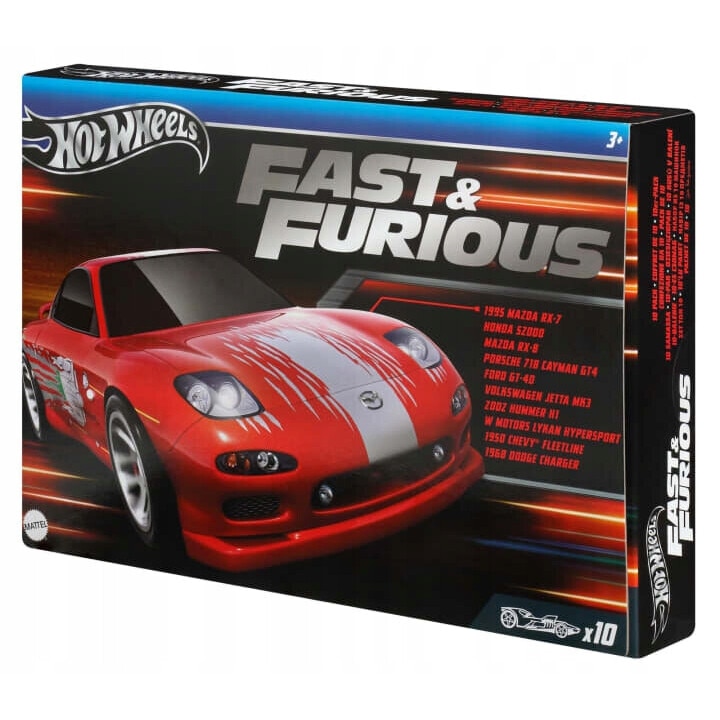 Set de 10 masinute metalice Hot Wheels, Colectia Fast & Furious