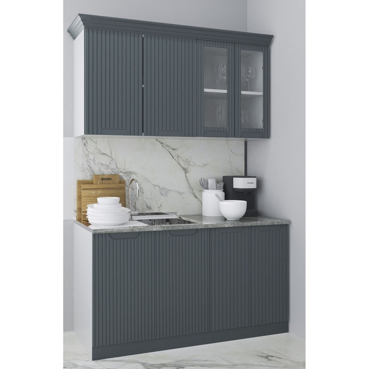 Set bucatarie cu soft-close si fronturi MDF, Badenmob, seria Space, 140cm, Antracit