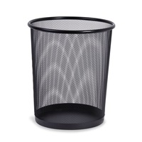 Cos gunoi metalic pentru birou, plasa mesh, 12L, Negru