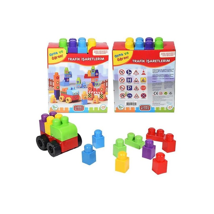 Комплект кубчета с пътни знаци, Jumbo блокчета, Best Toys