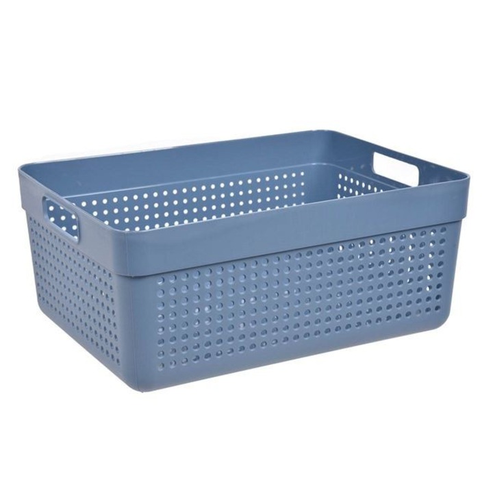 Cos de depozitare Antbro® din plastic albastru cu model perforat si manere, 23x15x10cm, 3.5l