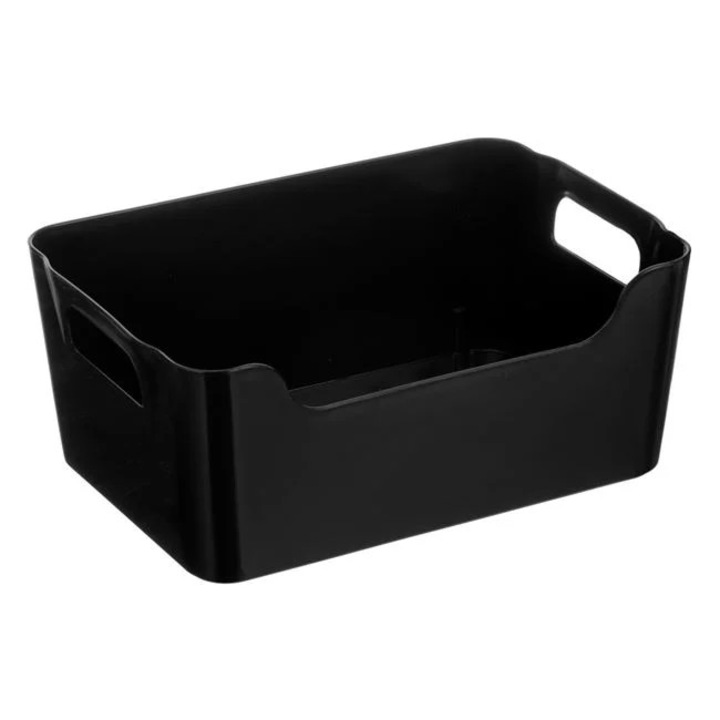 Cos de depozitare Antbro® din plastic negru cu manere, 25x17x10.5cm, 3.6l