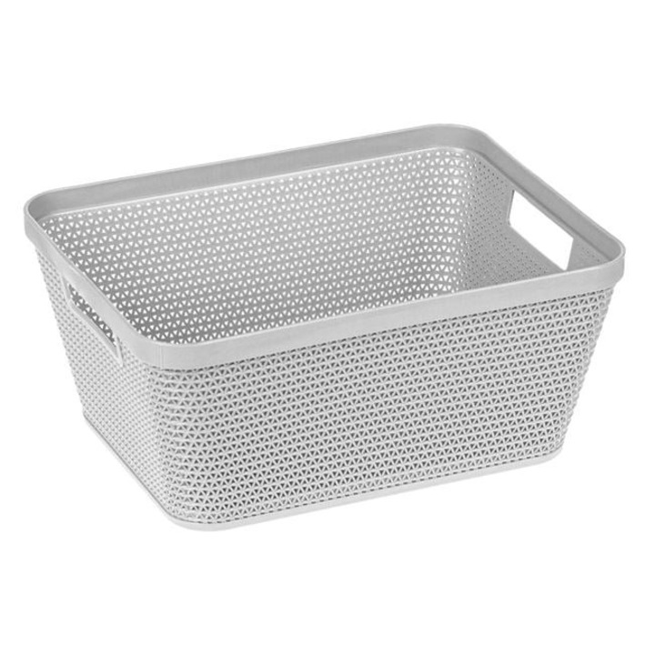 Cos de depozitare Antbro® din plasitc cu model rattan, de culoare gri deschis cu manere, 35.3x29x15cm, 14l