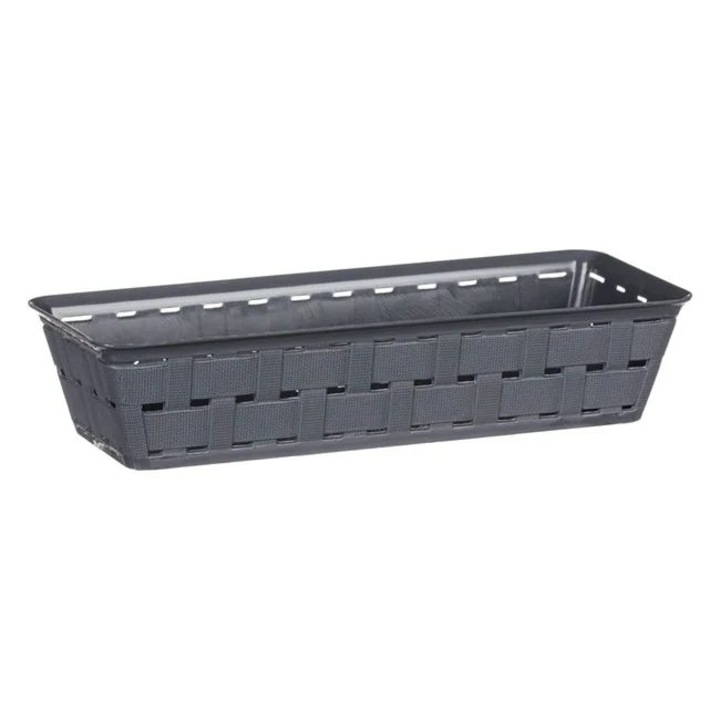 Cos de depozitare Antbro® din plastic perforat antracit cu model impletit, 29x10.5x6 cm, 1l