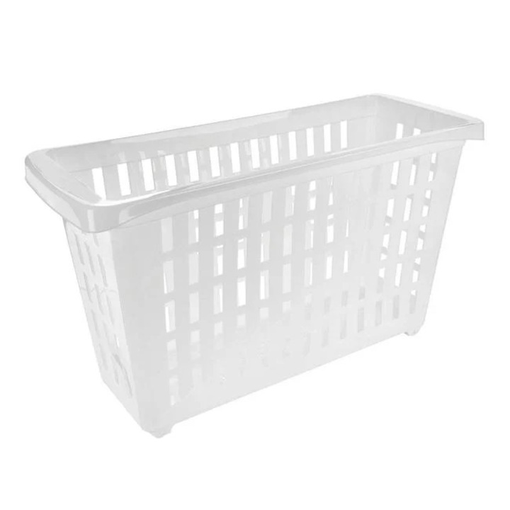 Cos de depozitare cu roti Antbro® din plastic de culoare alba cu design perforat, 46.5x17.5x26.5cm, 13l