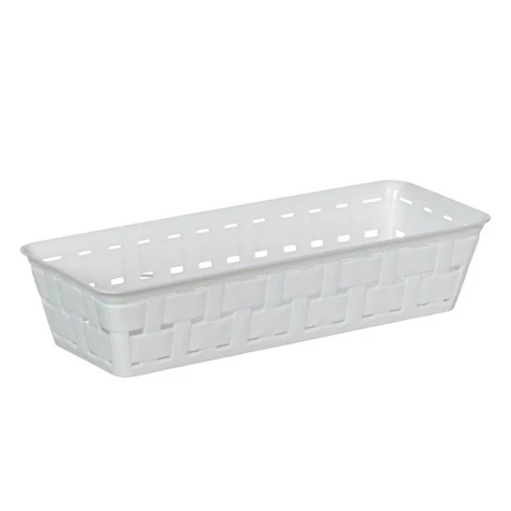 Cos de depozitare Antbro® din plastic alb rattan, 29x10.5x6cm, 1l