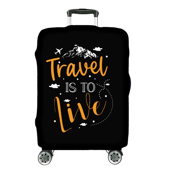 Husa protectie elastica pentru valiza, Fullprint, L, Travel Is To Live
