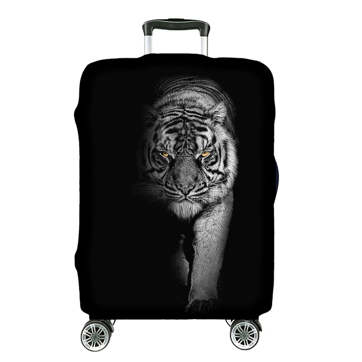 Husa protectie elastica pentru valiza, Fullprint, М, Tigru alb-negru