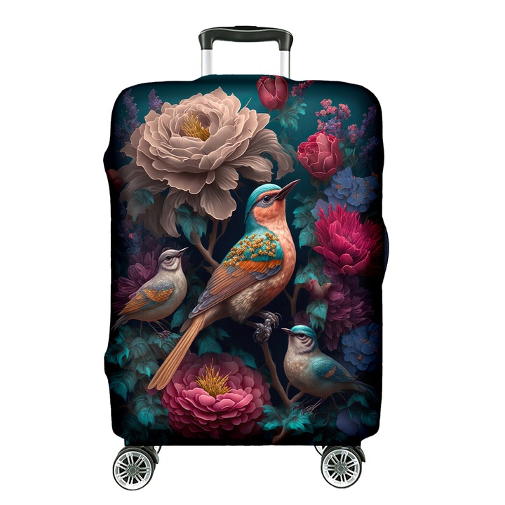 Husa De Protectie Pentru Valiza, Ferocity, Fabricata Din Spandex Rezistent Si Extrem De Elastic, Montare Cu Arici Pe Partea De Jos, Usor De Instalata, Protejeaza Valiza De Zgarieturi Si Murdarie, 76 cm x 56 cm x 33 cm, Multicolor