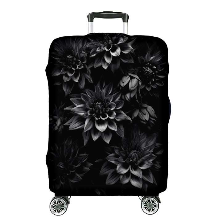Husa protectie elastica pentru valiza, Fullprint, L, Black Flowers