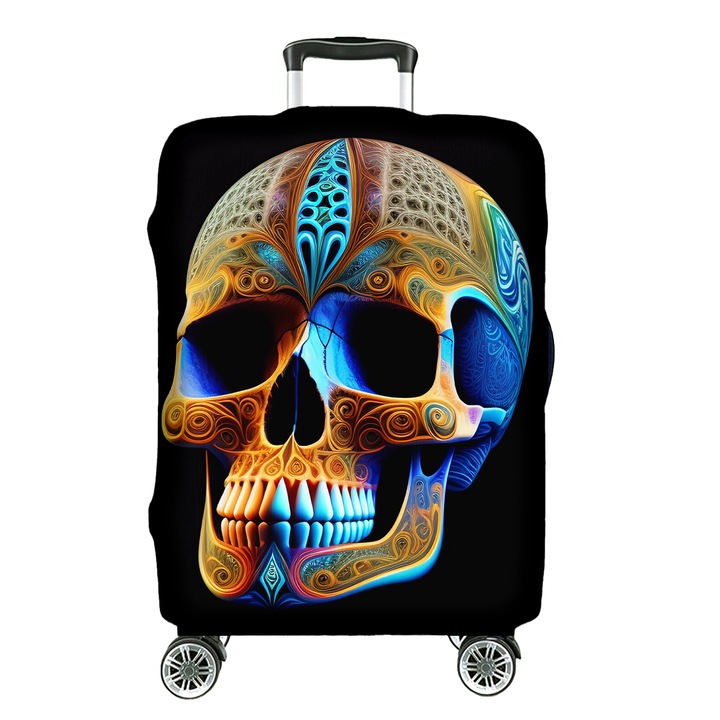Husa protectie elastica pentru valiza, Fullprint, М, Craniu Colorat