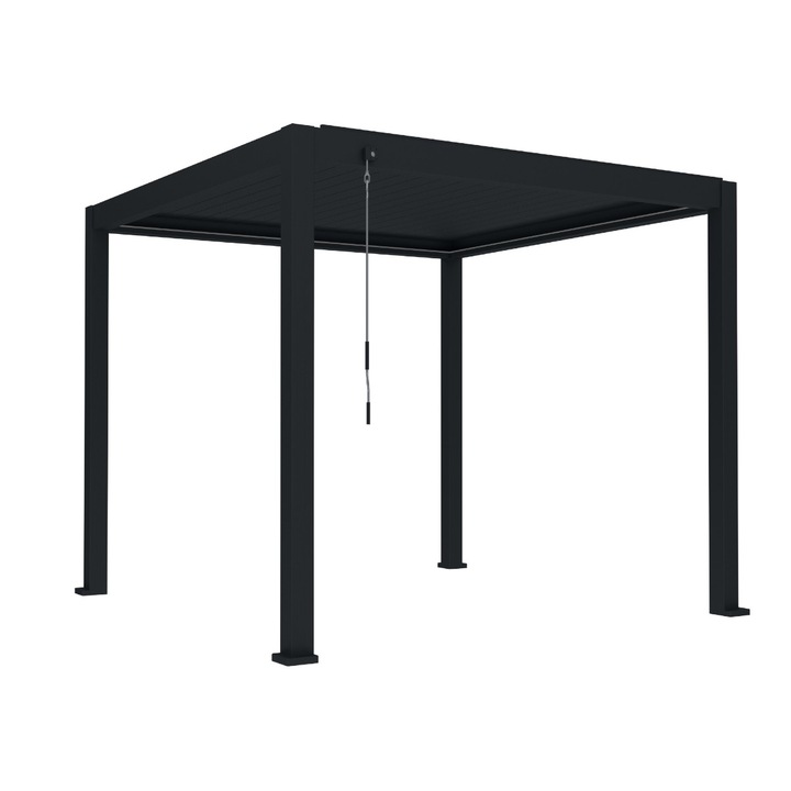 Pergola bioclimatica, iluminare LED, aluminiu, Naimeed D6790, 300x300x250cm, Negru