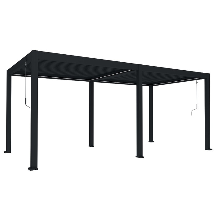 Pergola bioclimatica, iluminare LED, aluminiu, Naimeed D6798, 600x300x250cm, Negru