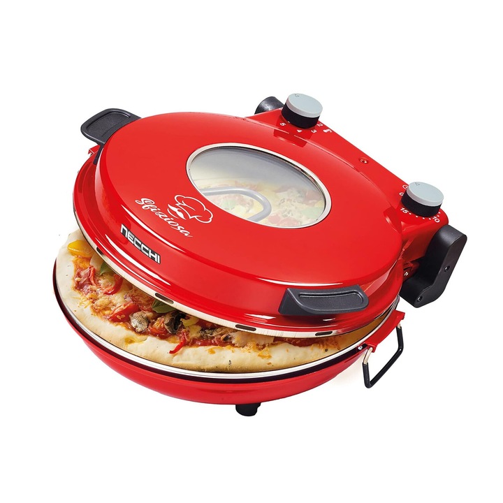 Фурна за пица Necchi NQL32 с 31 см огнеупорен камък за печене, терморегулатор до 400° C