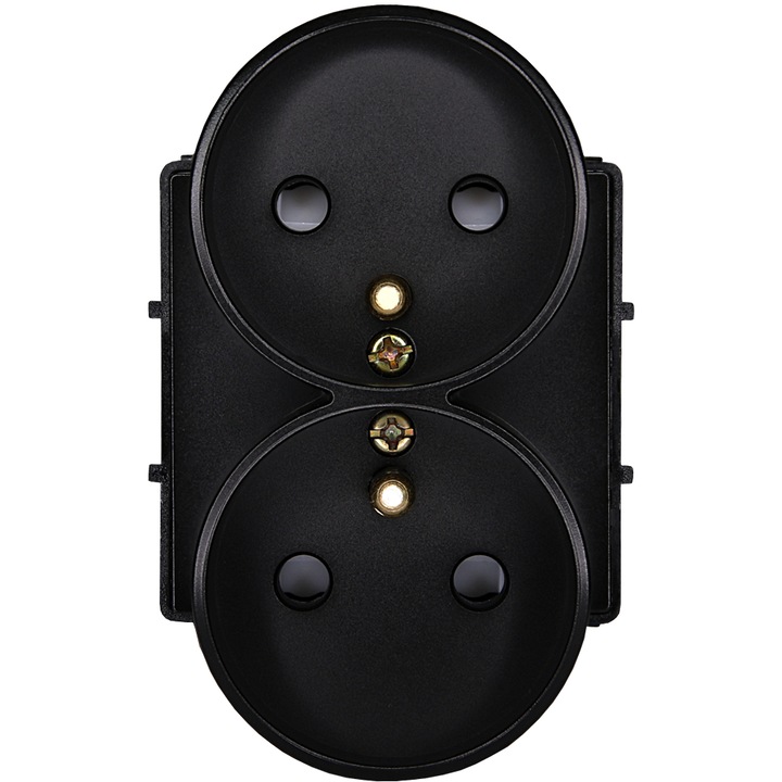 Двоен контакт, MIUUN, 110-250V, 16A, IP20, черен