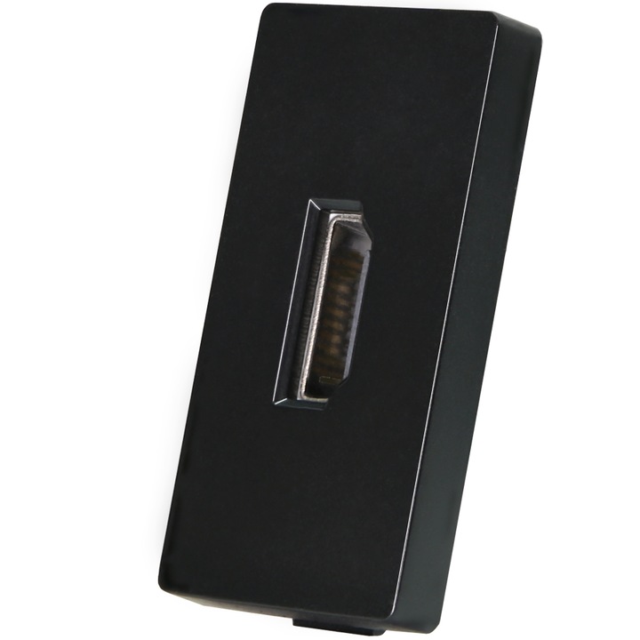 Модул HDMI гнездо за рамки MIUUN, IP20, Пластмаса, Черен