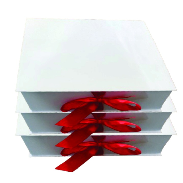 Set 3 cutii depozitare, 340 x 285 x 115 H mm, culoare alb mat, livrare plata, legare cu panglica