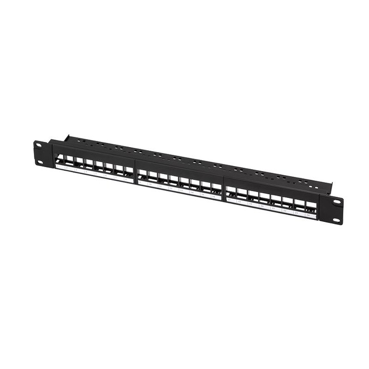 Logilink NK4065 19" patch panel for 24 keystone jacks 1U unloaded Black, 229380, Patch panel
